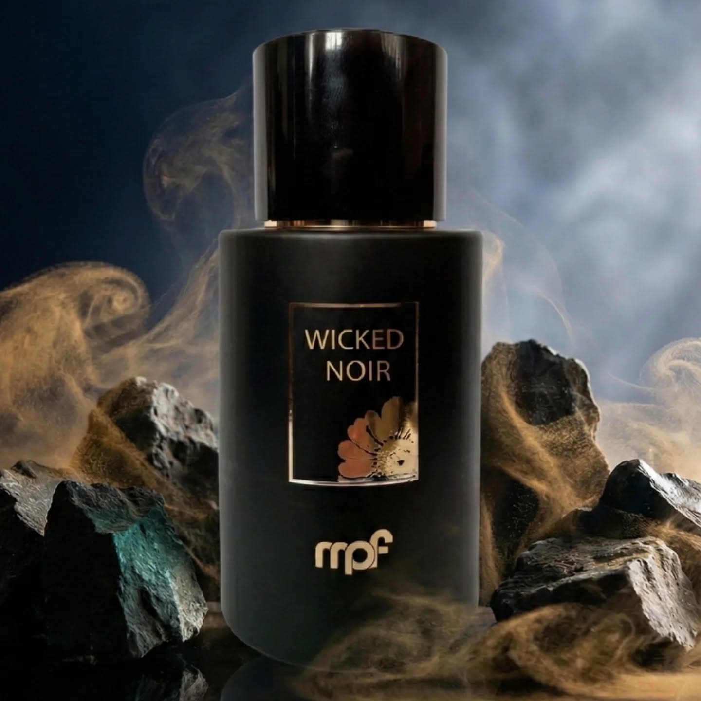 Wicked Noir by MPF dark perfume bottle with smoke