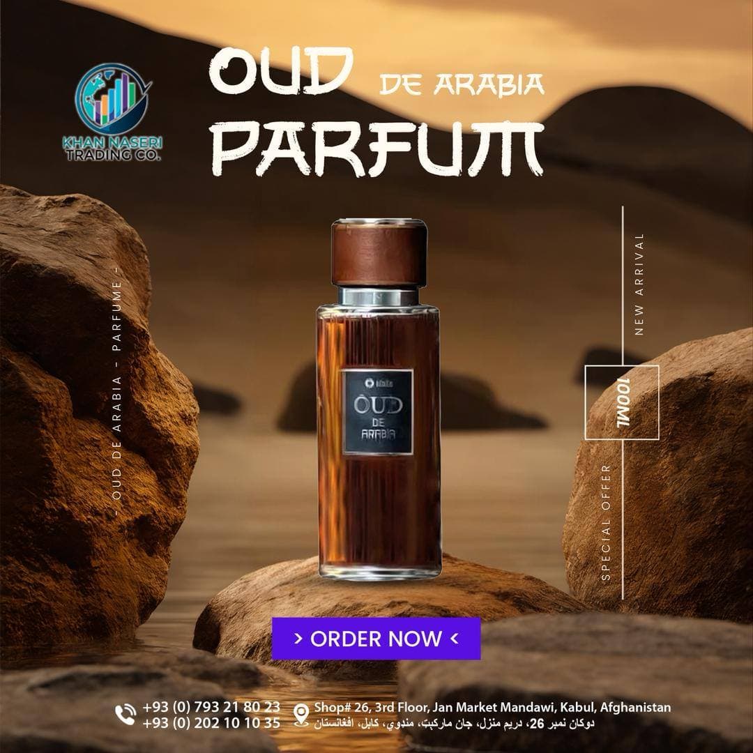 Efolia Oud de Arabia parfum promotional creative with desert scene